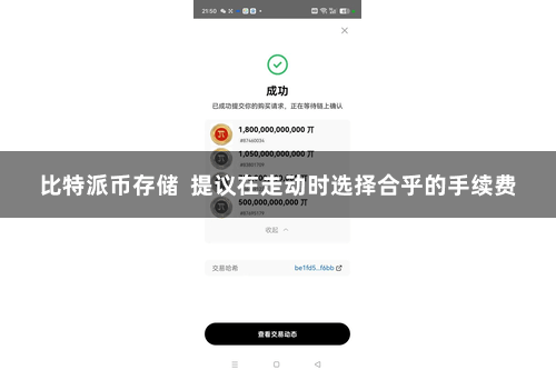 比特派币存储 提议在走动时选择合乎的手续费